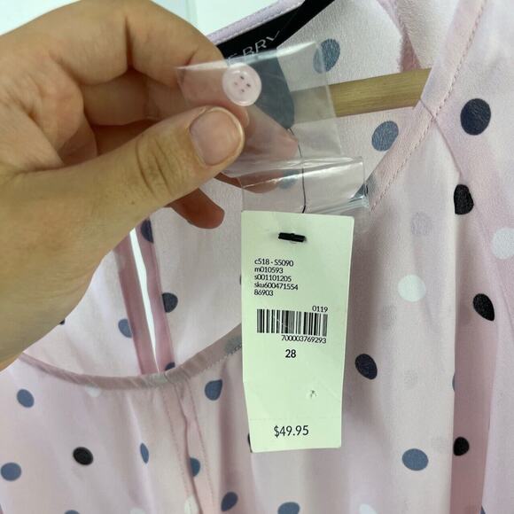 NWT LANE BRYANT 28 Plus Polka Dot Keyhole Blouse Short Sleeve Top Side Tie Pink - Picture 6 of 8